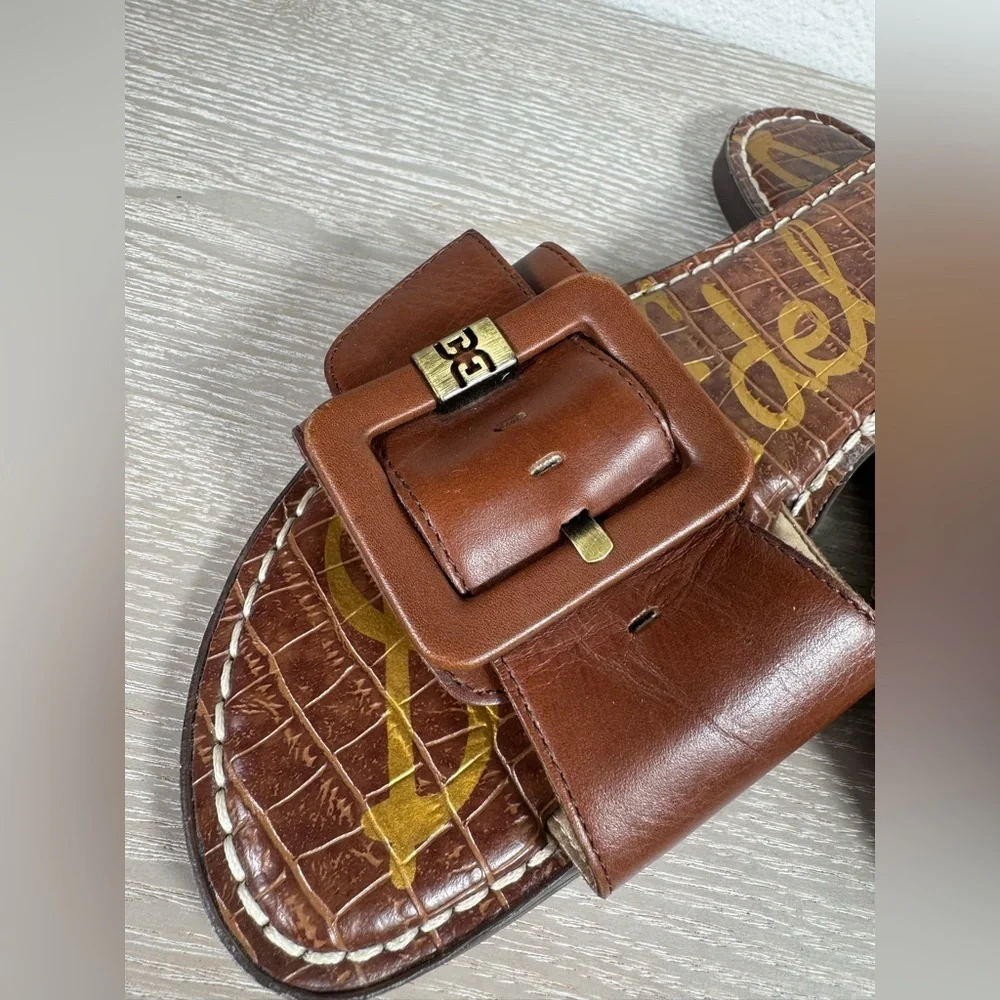 Sam Edelman Gabriela 2 Slide Sandals, Brown Leather, Women's 8.5
